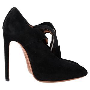 Alaïa Buckled Strap Pumps in Black Suede